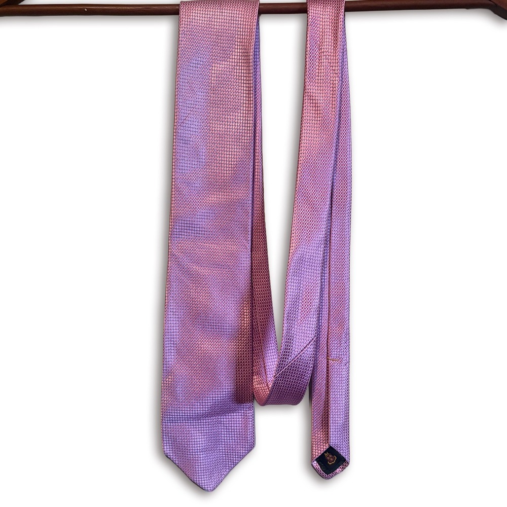 Robert Talbott Best of Class 100% Silk Mens Tie Pink Geometric Woven Made in USA